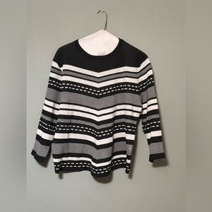 Striped Black and Gray Women's Sweater